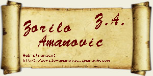 Zorilo Amanović vizit kartica